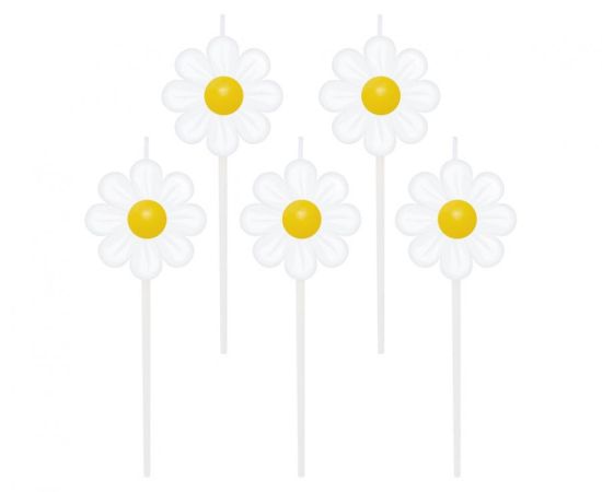 Dortové svíčky pikery 5 ks - Sedmikrásky obustranné