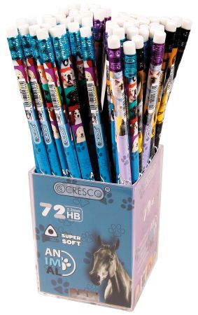 Tužka s gumou CRESCO ANIMALS TRIO HB /72/ ,balení 72 ks
