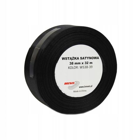 Atlasová stuha 38 mm černá - 39