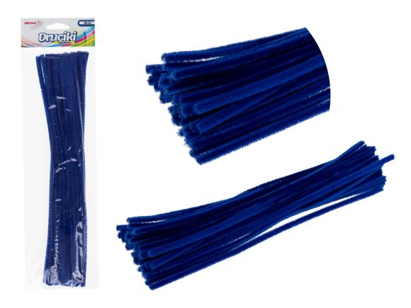 Drátek plyšový 30 cm 40 ks tmavě modrý