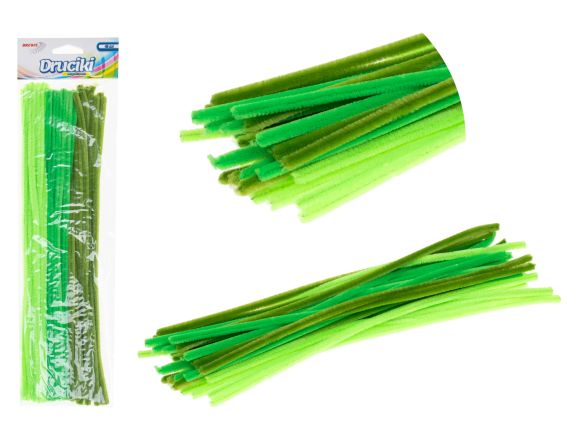 Drátek plyšový 30 cm 40 ks mix zelený