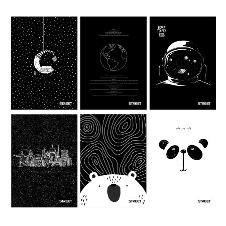 Sešit A5 54 listů Black & White linkovaný ,balení 10 ks