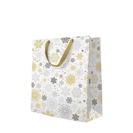 Taška PAW lux střední Metallic snowflakes /10/ ,balení 10 ks Taška PAW lux střední Metallic snowflakes /10/ ,balení 10 ks