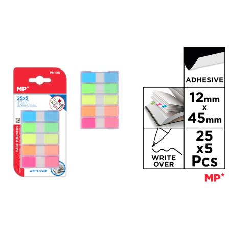 Barevné samolepící záložky 5 x 25 ks