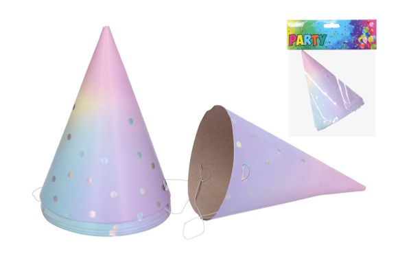 Párty čepička / klobouček PASTEL 6 ks