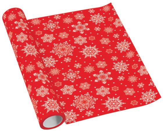 Běhoun stolní airlaid 40x500cm Snowflakes red