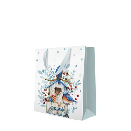 Papírová taška PAW Blue Winter střední ,balení 10 ks