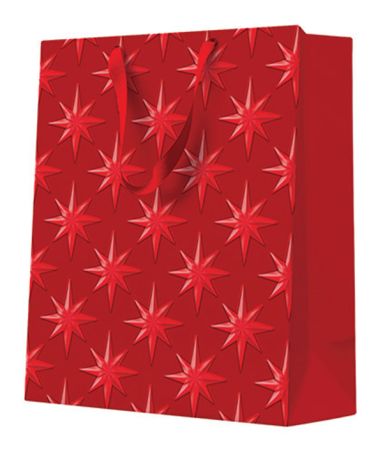 Vánoční papírová taška Paw Premium Pattern Embossed Stars střední ,balení 10 ks