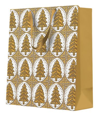 Vánoční papírová taška Paw Premium Pattern Christmas Trees střední ,balení 10 ks