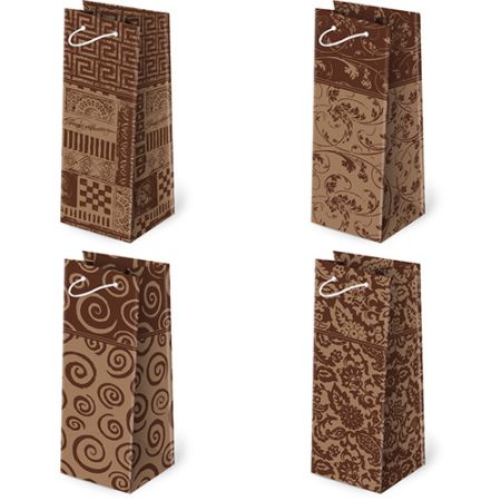 Papírová taška na láhev PAW s.c. AL-2 sestava 131 Kraft ,balení 10 ks