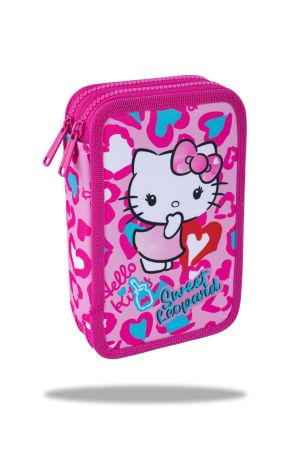 Penál 2 zipy Jumper Hello Kitty Pink 2 - vybavený Penál 2 zipy Jumper Hello Kitty Pink 2 - vybavený