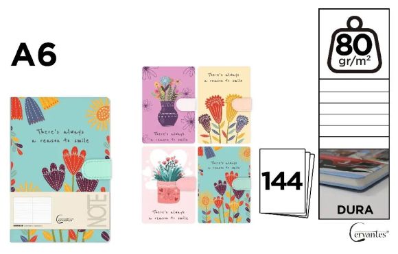 Notes A6 s magnetickým zavíráním 80g / m2 Kytky ,balení 12 ks