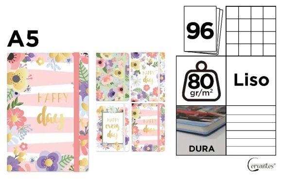 Notes A5 s gumou 96l  - Kytky Every Day ,balení 12 ks