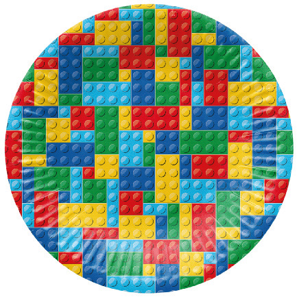 Papírový talíř malý - Colorful Bricks
