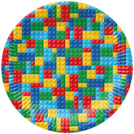 Papírový talíř velký - Colorful Bricks