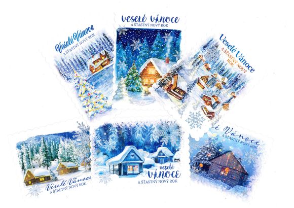 Vánoční pohlednice s brokátem S-435 ,balení 50 ks