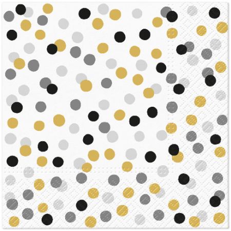 Ubrousky PAW Dekor L (20ks) Confetti Dots gold-black Ubrousky PAW Dekor L (20ks) Confetti Dots gold-black