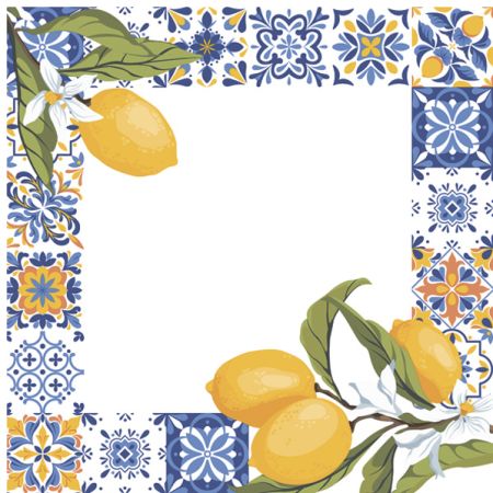 Ubrousky DAISY L (20ks) Frame with Tiles and lemon Branches