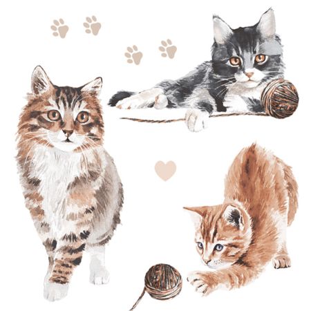 Ubrousky MAKI L (20ks) Warecolour Cats Playing with Yam