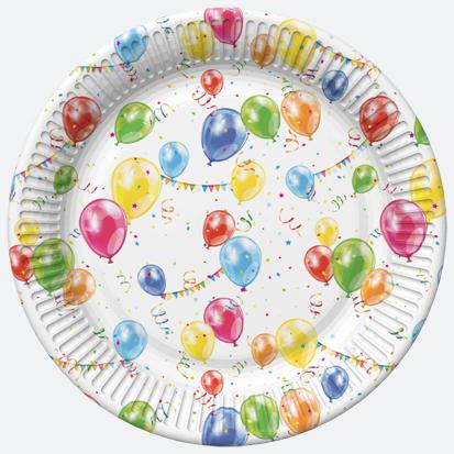 Talíř papírový PM 18cm 8ks Party Balloons and Garlands