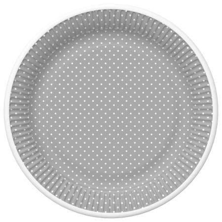 Papírový talíř malý - White Dots on Grey