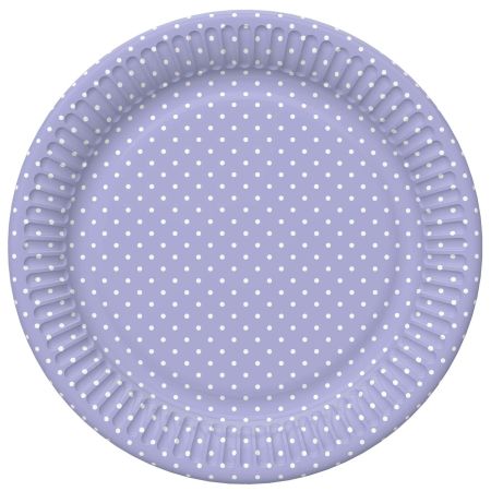 Papírový talíř velký - White Dots on Lavender