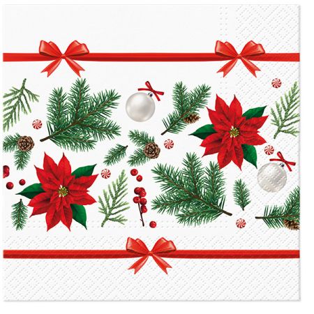 Ubrousky PAW TETE L (20ks) Festive Poinsettia Ubrousky PAW TETE L (20ks) Festive Poinsettia