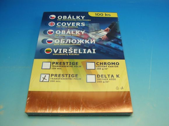 Obálka PRESTIGE A4 KOUŘOVÁ 200mic/ 100 ks přední deska pro kr,vazbu