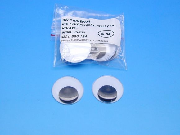 Oči 800194 25mm/6ks kulaté