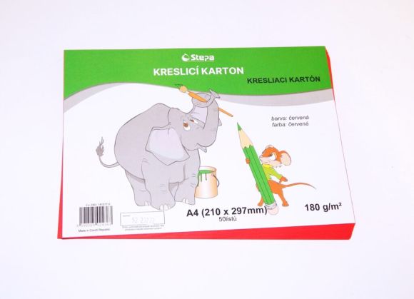 Karton kreslící A4/ 50 ks ČERVENÝ 180 g / bal