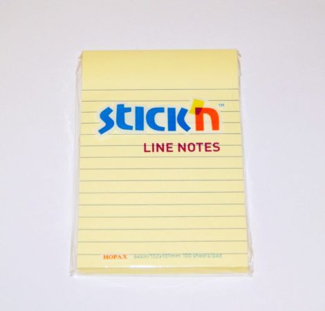 Blok samolepící Stick´n 150x101 mm linkovaný, žlutý 100 l /21056