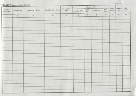 Kniha závazků došlých faktur A4, 40str. /ET340/