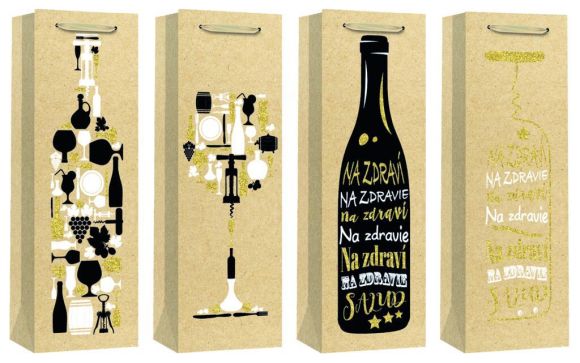 Taška na lahev se zlatou ražbou 12 x 36 x 9 cm /12574