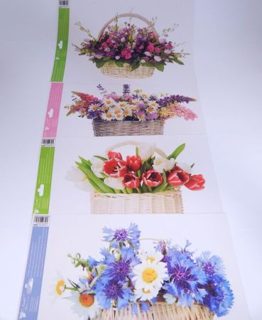 Okenní fólie květiny v košíku 42x30 cm /6868