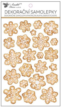Samolepky perníkové vločky s glitrem 14,5 x 25 cm, POP UP (10719)