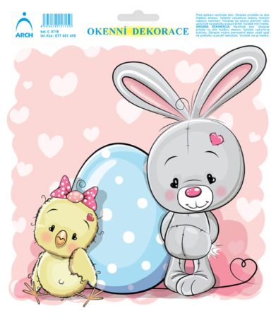 Dekorace okenní Zajíček s kuřátkem / 5716