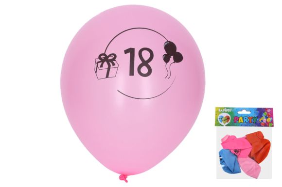 Balónek nafukovací 30 cm -číslo18, 5ks (W025460)