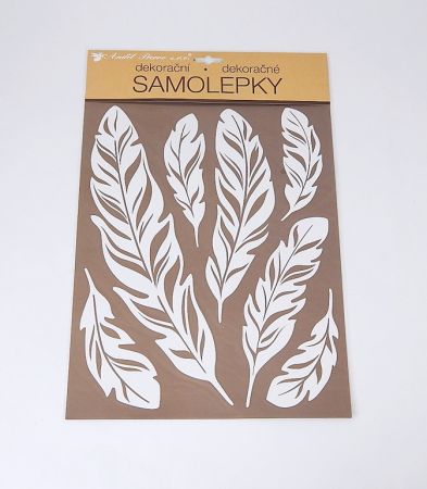 Samolepky pokoj. dekorace bílá pírka s glitry 35x27 /10280/ Samolepky pokoj. dekorace bílá pírka s glitry 35x27 /10280/