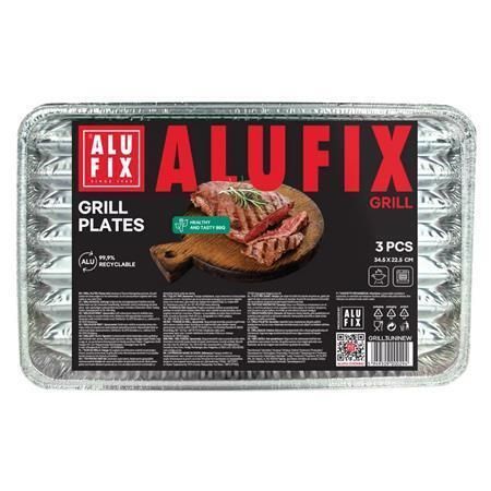 Grilovací tác, 34,5 x 22,5 cm, obdélníkový, 3 ks, ALUFIX GRILL3UNINEW ,balení 3 ks