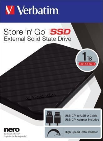 SSD (externí paměť) Store \'n\' Go, černá, 1TB, USB 3.1, VERBATIM