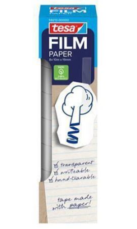 Lepicí páska Tesafilm, transparentní, popisovatelná, papírová, 19 mm x 10 m, 8 ks/balení, TESA 592 ,balení 8 ks