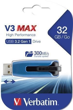 USB flash disk V3 MAX, modrá-černá, 32GB, USB 3.0, 175/80MB/sec, VERBATIM