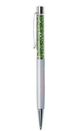 Kuličkové pero SWAROVSKI® Crystals, krémově bílá, zelené krystaly v horní části pera, 14 cm, ART CRY