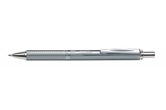 Kuličkové pero EnerGel BL-407, modrá, 0,35 mm, stiskací mechanismus, stříbrné tělo, PENTEL BL407-A