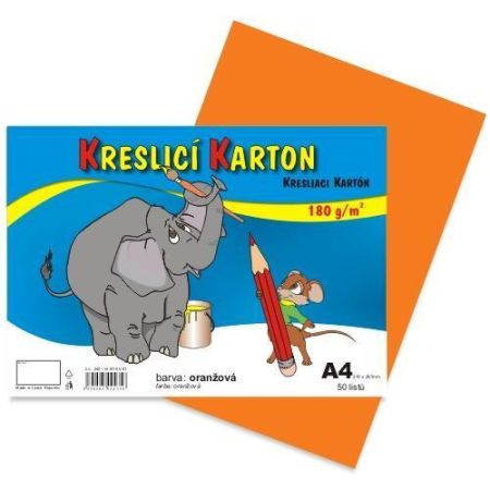 Kreslicí karton barevný A4/50/180g - oranžová, STEPA ,balení 50 ks