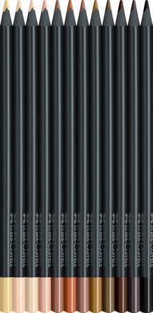 Barevné pastelky Black Edition, 12 tělových barev, trojhranné, FABER-CASTELL 116414 Barevné pastelky Black Edition, 12 tělových barev, trojhranné, FABER-CASTELL 116414