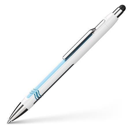 Kuličkové pero Epsilon Touch, bílá-modrá, 0,7mm, stiskací mechanismus, sytlus, SCHNEIDER