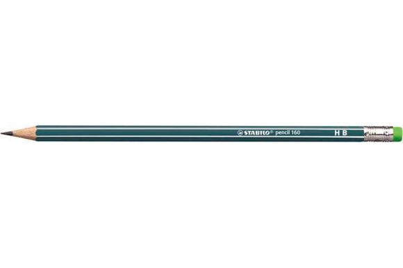 Grafitová tužka s gumou Pencil 160, petrolejová, HB, šestihranná, STABILO