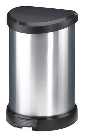 Odpadkový koš, pedálový, plastový, 15 l, CURVER, černo/ stříbrný