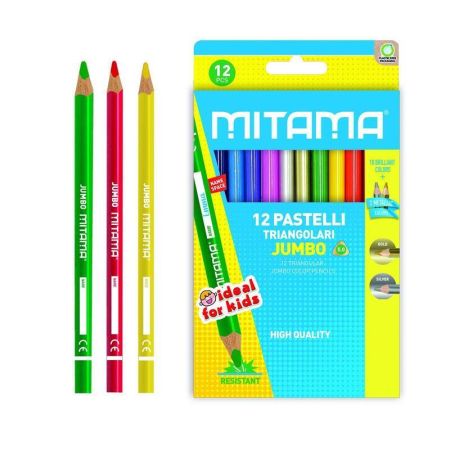 Barevné pastelky JUMBO 12ks, trojhranné, MITAMA 61994 ,balení 12 ks